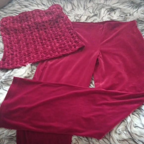 Moda International Pants - Moda International Red Straight Leg Pants and tube top velvet